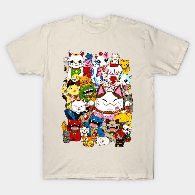 Maneki Neko (Lucky Cat) Collection T-Shirt by Marta Tesoro